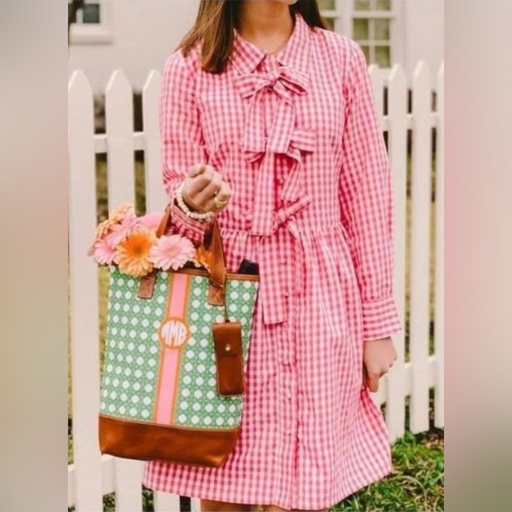 Elizabeth Wilson Pink Gingham Bow-Tie Dress, Size S